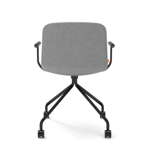Poppin Key - Meeting Chair, Color Gray, Upholstered in 100% Polyester, Black Powder-coated Steel Rod Frame With Castors | Event Rooms-3