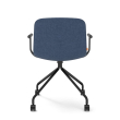Poppin Key - Meeting Chair, Color Dark Blue, Upholstered in 100% Polyester, Black Powder-coated Steel Rod Frame With Castors | Professional Meeting Comfort-3