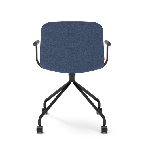 Poppin Key - Meeting Chair, Color Dark Blue, Upholstered in 100% Polyester, Black Powder-coated Steel Rod Frame With Castors | Professional Meeting Comfort-3