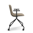 Poppin Key - Meeting Chair, Color Brown, Upholstered in 100% Polyester, Black Powder-coated Steel Rod Frame With Castors | Space-Saving Design-2
