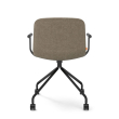 Poppin Key - Meeting Chair, Color Brown, Upholstered in 100% Polyester, Black Powder-coated Steel Rod Frame With Castors | Space-Saving Design-3