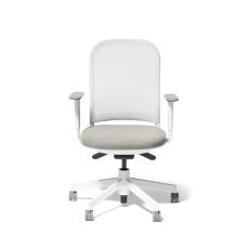 Poppin Maxwell - Task Chair, Color Light Gray With White Frame. White Glass-filled Nylon Base on Castors | Office & Home