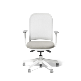 Poppin Maxwell - Task Chair, Color Light Gray With White Frame. White Glass-filled Nylon Base on Castors | Office & Home