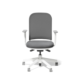 Poppin Maxwell - Task Chair, Color Gray With White Frame. White Glass-filled Nylon Base on Castors | Workstations