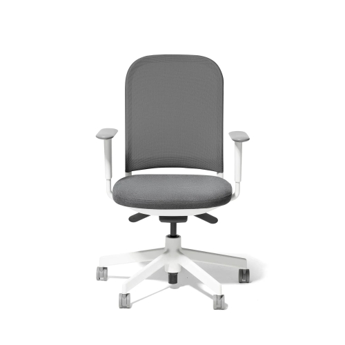 Poppin Maxwell - Task Chair, Color Gray With White Frame. White Glass-filled Nylon Base on Castors | Workstations
