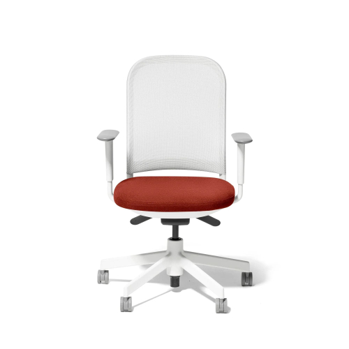 Poppin Maxwell - Task Chair, Color Red With White Frame. White Glass-filled Nylon Base on Castors | Desk Work