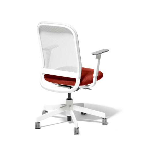 Poppin Maxwell - Task Chair, Color Red With White Frame. White Glass-filled Nylon Base on Castors | Desk Work-2