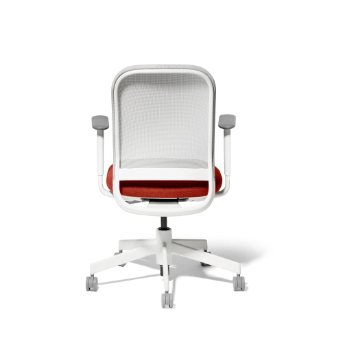 Poppin Maxwell - Task Chair, Color Red With White Frame. White Glass-filled Nylon Base on Castors | Desk Work-3