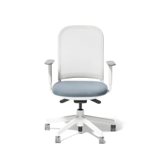 Poppin Maxwell - Task Chair, Color Blue With White Frame. White Glass-filled Nylon Base on Castors | Offices