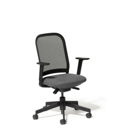 Poppin Maxwell - Task Chair, Color Gray With Black Frame. Black Glass-filled Nylon Base on Castors | Small Spaces