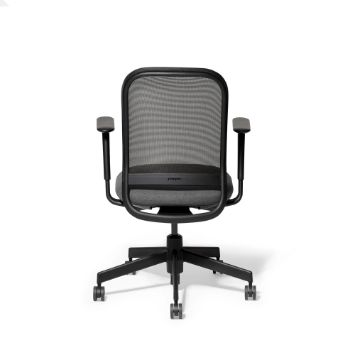 Poppin Maxwell - Task Chair, Color Gray With Black Frame. Black Glass-filled Nylon Base on Castors | Small Spaces-2