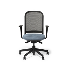 Poppin Maxwell - Task Chair, Color Blue With Black Frame. Black Glass-filled Nylon Base on Castors | Desk Use