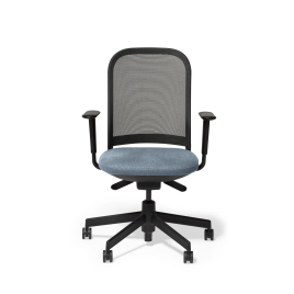 Poppin Maxwell - Task Chair, Color Blue With Black Frame. Black Glass-filled Nylon Base on Castors | Desk Use