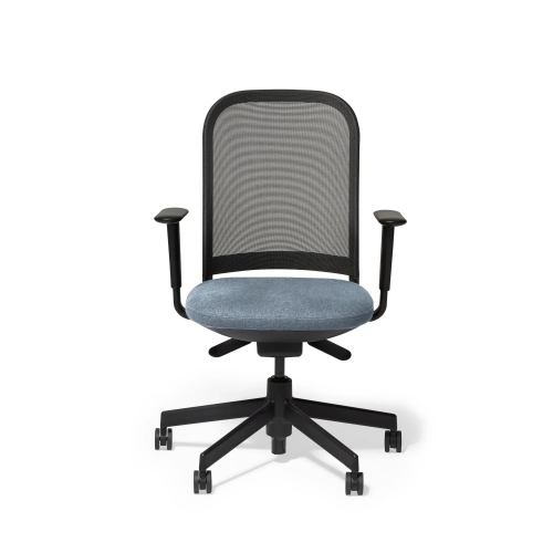 Poppin Maxwell - Task Chair, Color Blue With Black Frame. Black Glass-filled Nylon Base on Castors | Desk Use