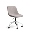 Poppin Key - Scoop Chair, Color Sand, Fully-upholstered Polyester seat, White Frame With Black Castors | Small Spaces-1