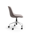 Poppin Key - Scoop Chair, Color Sand, Fully-upholstered Polyester seat, White Frame With Black Castors | Small Spaces-2