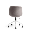 Poppin Key - Scoop Chair, Color Sand, Fully-upholstered Polyester seat, White Frame With Black Castors | Small Spaces-3
