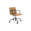 Poppin Meredith - Meeting Chair, Mid Back, Color Tan, Eather-like Upholstery, Black 4-star Base on Castors | Offices & Boardrooms-1