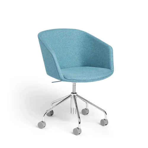 Poppin Pitch - Meeting Chair, Color Blue, Fully Upholstered And Cushioned For Comfort, Chrome-plated 5-star Caster Base on Castors | Office Reception & Meetings-1