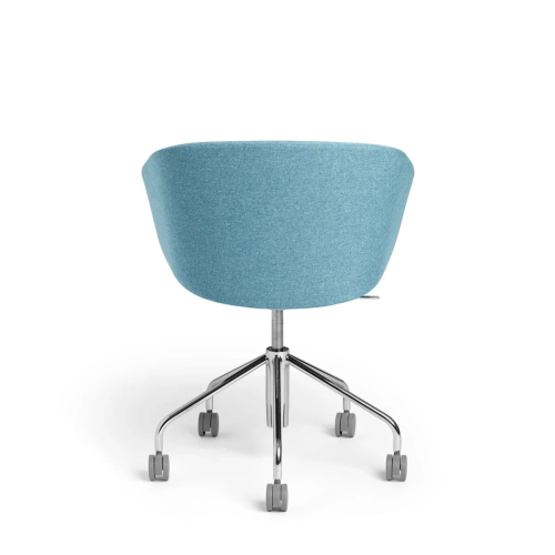 Poppin Pitch - Meeting Chair, Color Blue, Fully Upholstered And Cushioned For Comfort, Chrome-plated 5-star Caster Base on Castors | Office Reception & Meetings-3