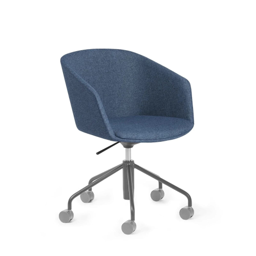 Poppin Pitch - Meeting Chair, Color Dark Blue, Fully Upholstered and Cushioned For Comfort, Gray Powder-coated Base on Castors | Business Centers-1