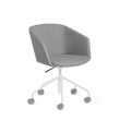 Poppin Pitch - Meeting Chair, Color Gray, Fully Upholstered and Cushioned For Comfort, White Powder-coated Base on Castors | Corporate Use-1