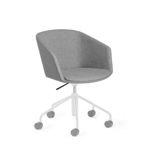 Poppin Pitch - Meeting Chair, Color Gray, Fully Upholstered and Cushioned For Comfort, White Powder-coated Base on Castors | Corporate Use-1