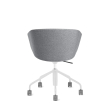 Poppin Pitch - Meeting Chair, Color Gray, Fully Upholstered and Cushioned For Comfort, White Powder-coated Base on Castors | Corporate Use-3