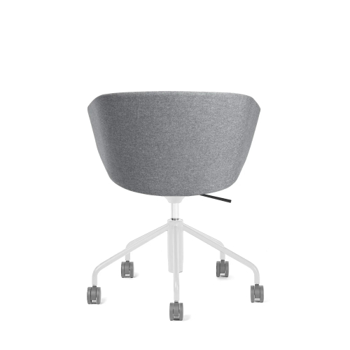 Poppin Pitch - Meeting Chair, Color Gray, Fully Upholstered and Cushioned For Comfort, White Powder-coated Base on Castors | Corporate Use-3