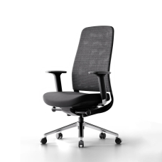 Poppin Elevate - Task Chair, Color Black With Black Frame. Polished Chrome Base on Castors | All-Day Comfort