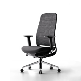 Poppin Elevate - Task Chair, Color Black With Black Frame. Polished Chrome Base on Castors | All-Day Comfort
