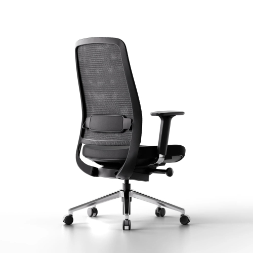 Poppin Elevate - Task Chair, Color Black With Black Frame. Polished Chrome Base on Castors | All-Day Comfort-1
