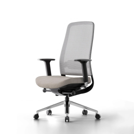 Poppin Elevate - Task Chair, Color Beige With Gray Frame. Polished Chrome Base on Castors | Office & Home