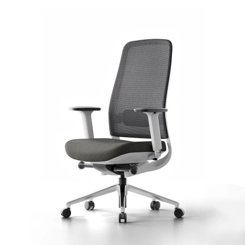 Poppin Elevate - Task Chair, Color Black With White Frame. Polished Chrome Base on Castors | Workstations