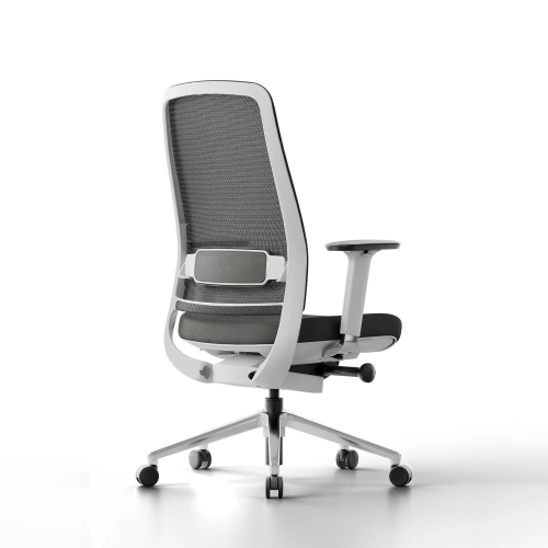 Poppin Elevate - Task Chair, Color Black With White Frame. Polished Chrome Base on Castors | Workstations-1
