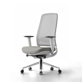 Poppin Elevate - Task Chair, Color Gray With White Frame. Polished Chrome Base on Castors | Ergonomic Support