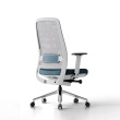 Poppin Elevate - Task Chair, Color Blue With White Frame. Polished Chrome Base on Castors | Adjustable Comfort-1