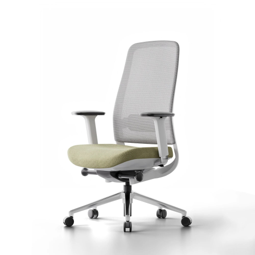 Poppin Elevate - Task Chair, Color Moss Green With White Frame. Polished Chrome Base on Castors | Flexible Use
