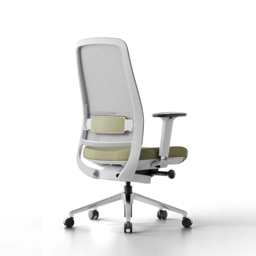 Poppin Elevate - Task Chair, Color Moss Green With White Frame. Polished Chrome Base on Castors | Flexible Use-1