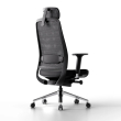 Poppin Elevate - Task Chair With Headrest, Color Black With Black Frame With Headrest. Polished Chrome Base on Castors | Desk Work-1