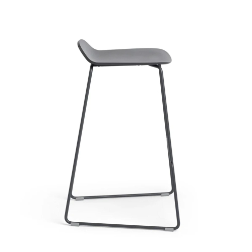 Poppin - Upbeat Stool, Color Grey, Molded seat, Powder-coated steel rod frame on glides | Offices-2