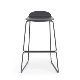 Poppin - Upbeat Stool, Color Grey, Molded seat, Powder-coated steel rod frame on glides | Offices