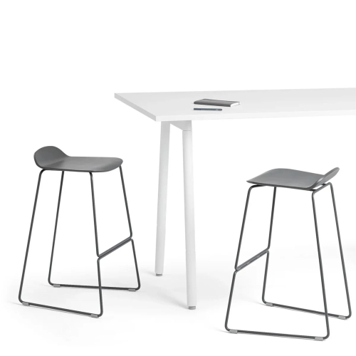 Poppin - Upbeat Stool, Color Grey, Molded seat, Powder-coated steel rod frame on glides | Offices-4