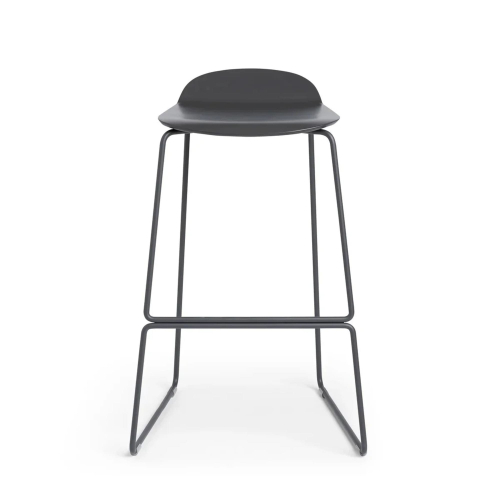 Poppin - Upbeat Stool, Color Grey, Molded seat, Powder-coated steel rod frame on glides | Offices