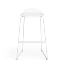 Poppin - Upbeat Stool, Color White, Molded seat, Powder-coated steel rod frame on glides | Desk Work