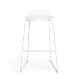 Poppin - Upbeat Stool, Color White, Molded seat, Powder-coated steel rod frame on glides | Desk Work