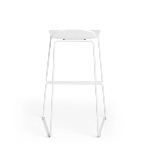 Poppin - Upbeat Stool, Color White, Molded seat, Powder-coated steel rod frame on glides | Desk Work-3