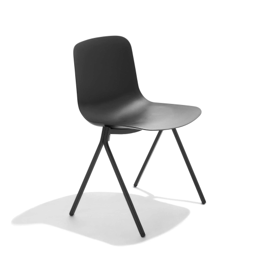 Poppin Key - Side Chair, Set of 2, Color Black, Molded Seat, Powder-coated steel rod frame on glides | Event Rooms-1