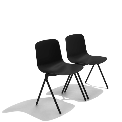 Poppin Key - Side Chair, Set of 2, Color Black, Molded Seat, Powder-coated steel rod frame on glides | Event Rooms-4