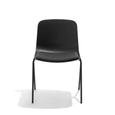 Poppin Key - Side Chair + Black Seat Pad, Set of 2, Color Black, Molded Seat, Powder-coated steel rod frame on glides | Office Reception & Meetings